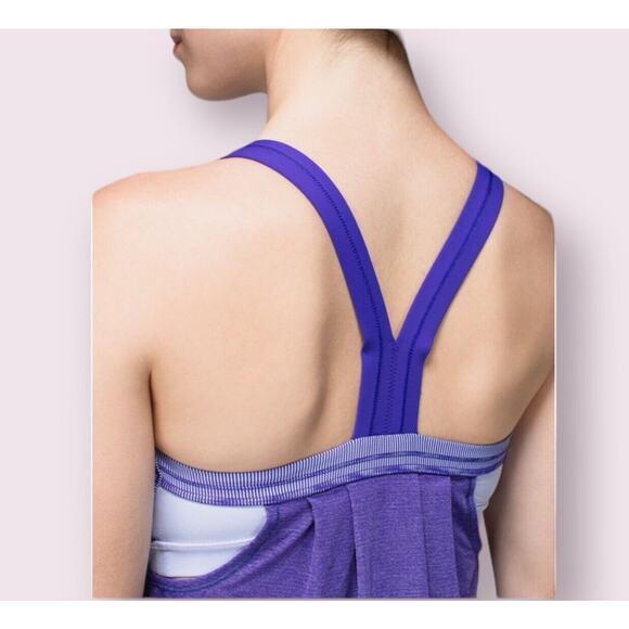 Lululemon Rest Less Tank Top Bra Bruised Berry Wee Stripe Heathered Purple Sz 4 - Picture 9 of 16